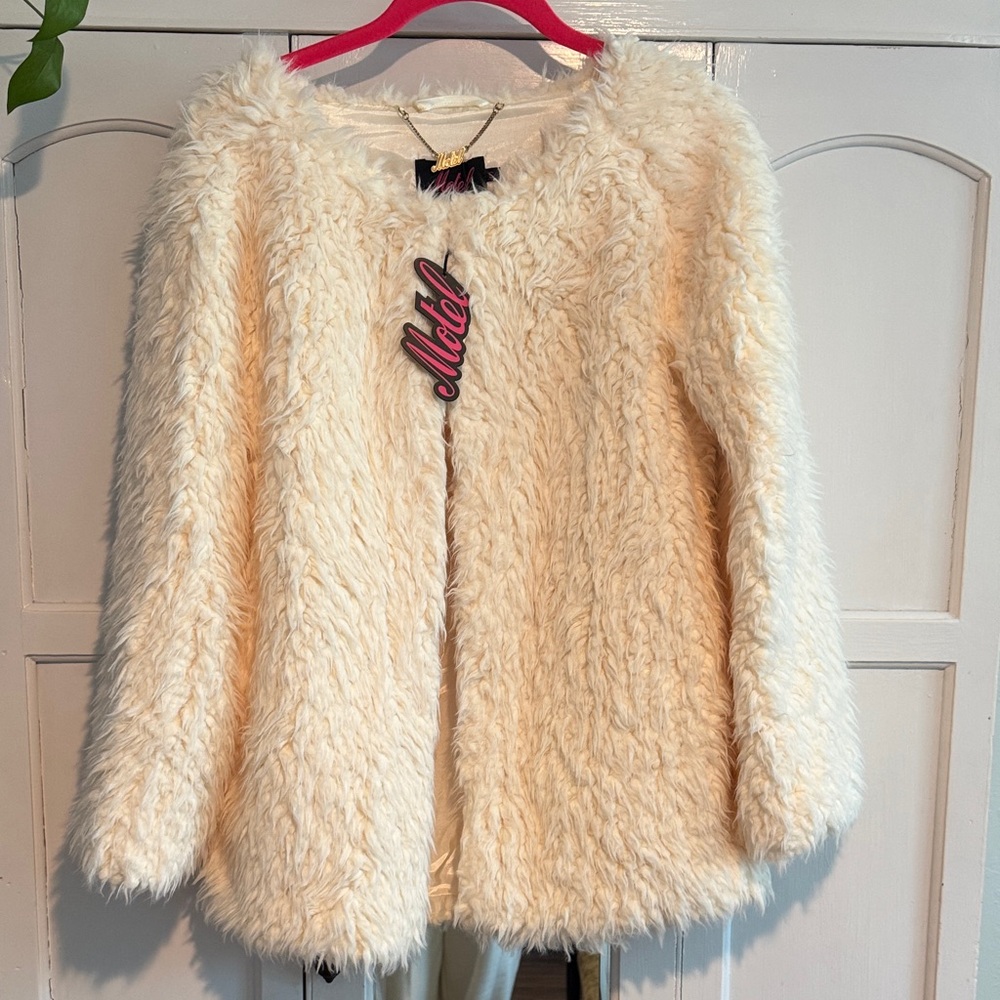 Motel Cream Faux Fur Jacket